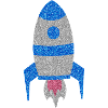 Blue Silver Glitter Space Rocket