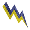 Gold and blue glittering lightning bolt