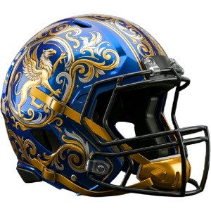 American Footballhelm mit goldenen Drachenranken
