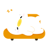 Sleepy Duck on Orange Cushion