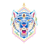 Neon Tiger Geometric Print