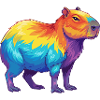 Bunte Capybara-Regenbogen-Pop-Art-Aquarell