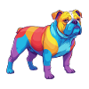 Bunte Bulldogge-Regenbogen-Pop-Art-Aquarell