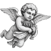 CUPID CHERUB - black & white