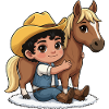 Little cowboy and horse friend