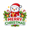 Snowman with gift Christmas fun