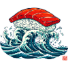 Sushi Nigiri on Ocean Wave Art
