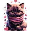 Chaton douillet écharpe rose
