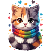 Chaton arc-en-ciel écharpe