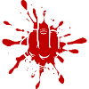 Mittelfinger Hand Rote Farbspritzer