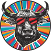 Bull butt art with sunglasses