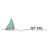 Sailboat silhouette in nautical look