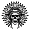 Indian Skull Warrior Feather Headdress