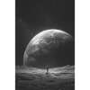 Lone Astronaut Under Giant Planet