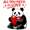 Panda Heart Love Motif
