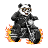 Cool Biker Panda Motorradflammen