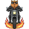 Cool Biker Capybara Motorradflammen