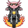 Cool Biker Axolotl Motorcycle Flames