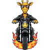 Cool Biker Giraffe Motorcycle Flames