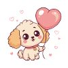 Chiot Caniche mignon au ballon cœur