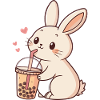 Kawaii-Hase und Pastell-Bubble-Tea
