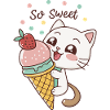 Chaton gourmand et glace pastel