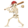 Baseballspielendes Skelett