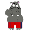 Funny Hippopotamus in Red Swimsuit