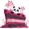 Panda on pink kitchen forest