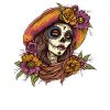 Dia de Muertos Blumenhut Portrait