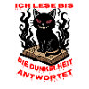 Dark cat over the book