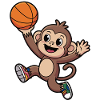 Monkey dunking basketball