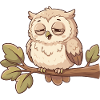 Sleeping owl on a branch