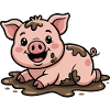 Cochon dans la boue mignon