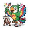 Bunter Papagei mit Pinsel