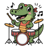 Crocodile Drummer Cartoon Design