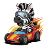 Zebra Rennkart mit Schutzbrille