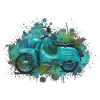 Cyclomoteur Schwalbe vert est-allemand aquarelle – Rétro