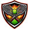 Flaming Tennis Shield Emblem