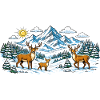 Mountains Forest Deer Panorama