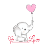 Love elephant with heart balloon