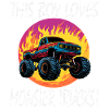 This boy loves monster trucks!