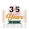 35 Years of Awesome Retro Badge