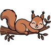 Squirrel on Branch Cartoon
