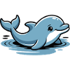 Blue Dolphin Cartoon Waves