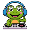 Frog DJ with headphones
