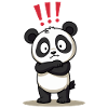 Skeptischer Panda mit Ausrufezeichen Humor