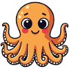 Cute Squid Smiling Octopus Kawaii