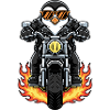 Cooler Biker Penguin Motorradflammen