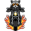 Cool Biker Waschbär Motorradflammen